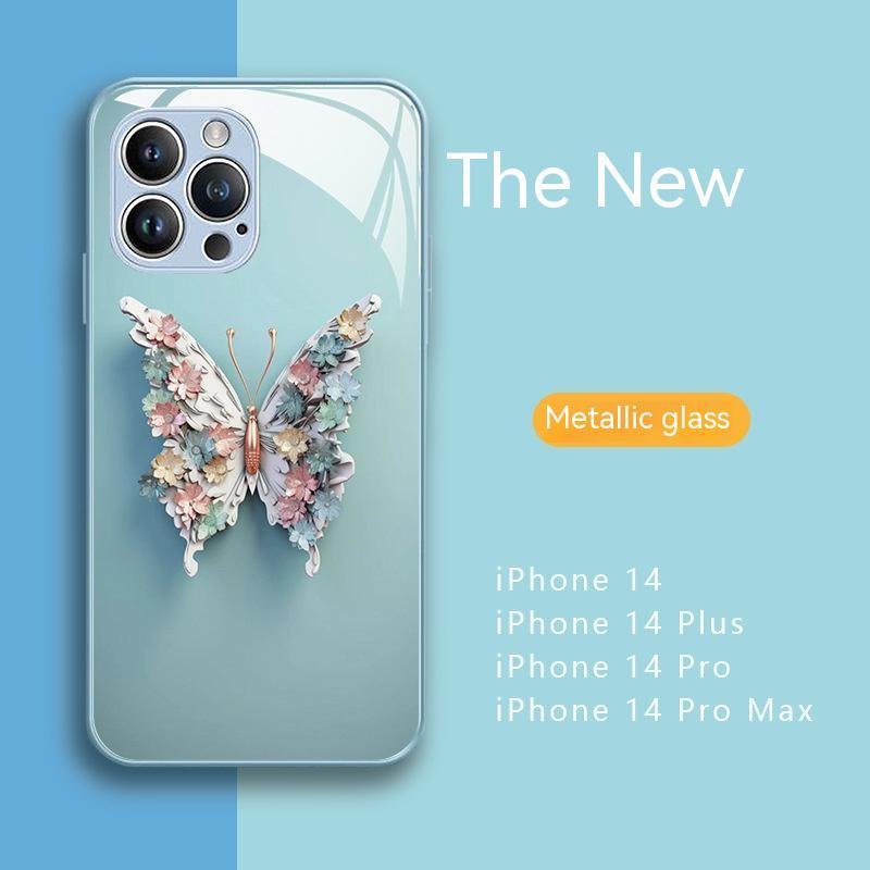 Flat 3D Butterfly Pattern Glass IPhone Cover