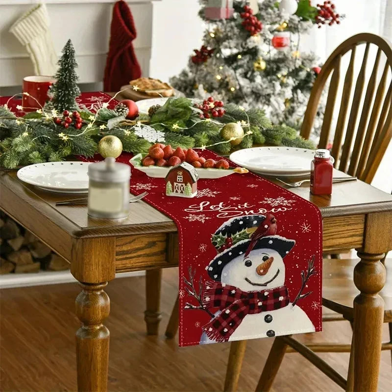 Runner da tavola natalizio in lino – Decorazioni natalizie Navidad Noel 2025