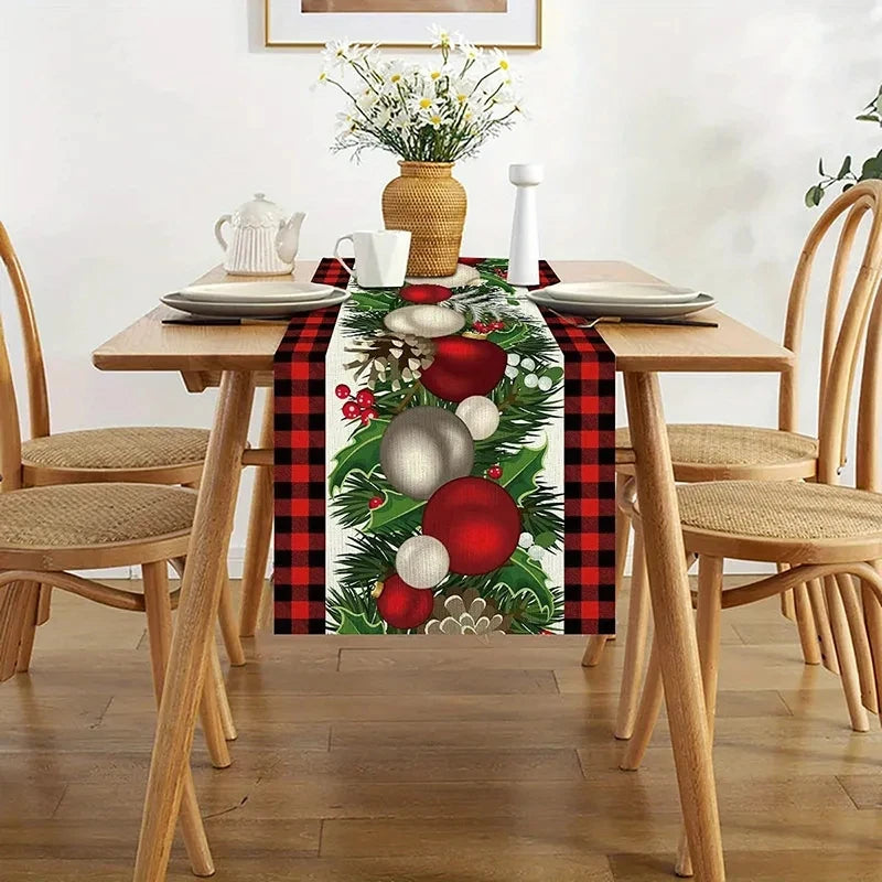 Runner da tavola natalizio in lino – Decorazioni natalizie Navidad Noel 2025