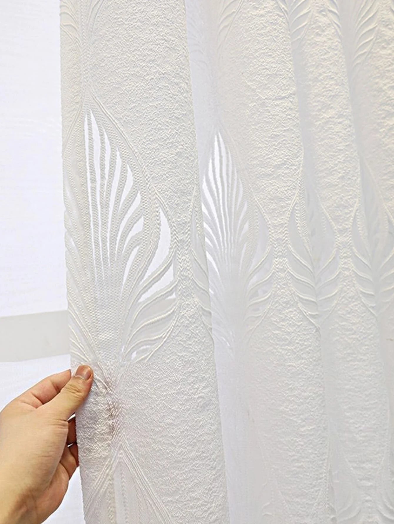 Luxury White Grey Embroidered European Style Curtains