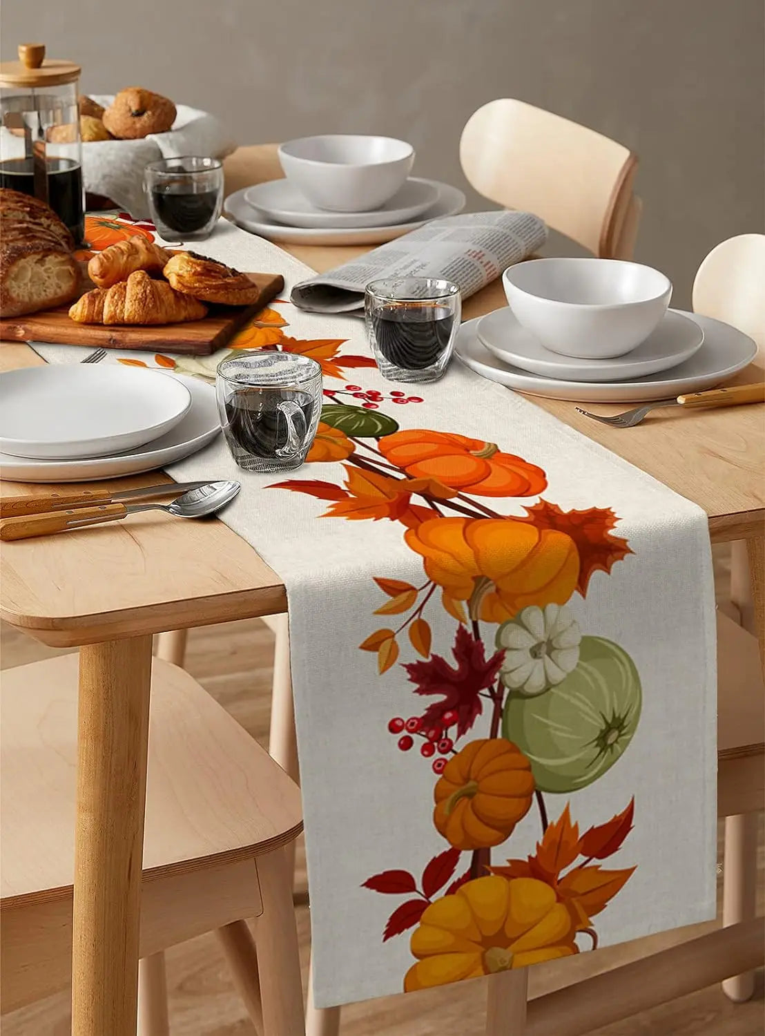 Runner da tavolo con zucca autunnale – Decorazioni per Halloween e Ringraziamento