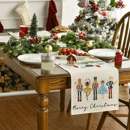 Runner da tavola natalizio in lino – Decorazioni natalizie Navidad Noel 2025