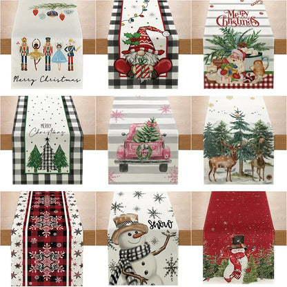 Linen Christmas Table Runner – Navidad Noel Holiday Décor 2025