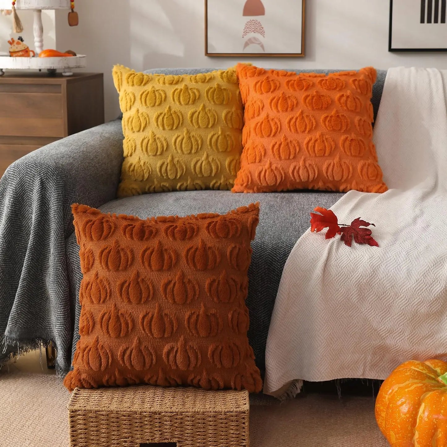 Pumpkin Pattern Throw Pillow Cover