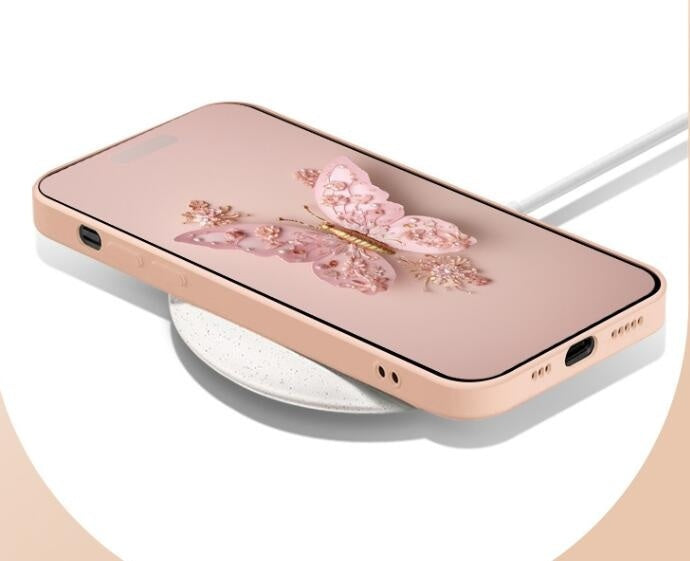 Cover per iPhone in vetro con motivo a farfalla 3D piatta