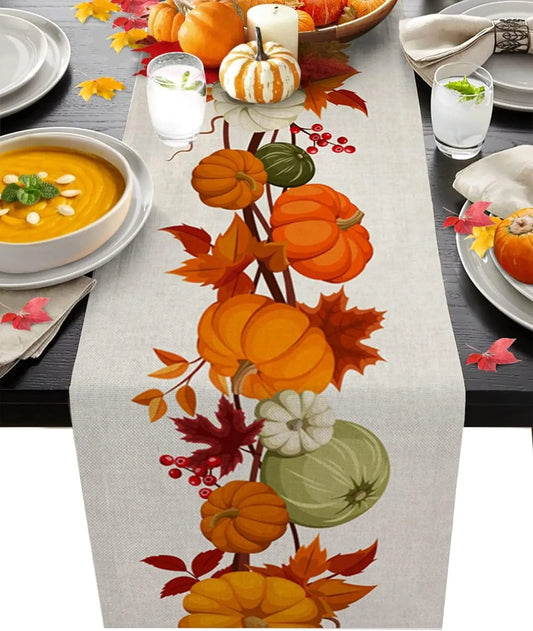 Magic shop 01 / 180x33cm 70.8x13inch Autumn Pumpkin Table Runner – Halloween & Thanksgiving Decor