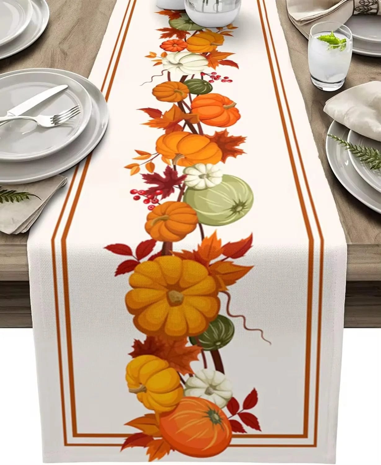 Magic shop 08 / 180x33cm 70.8x13inch Autumn Pumpkin Table Runner – Halloween & Thanksgiving Decor