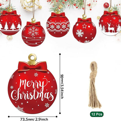 Magic shop 12pcs Wooden Christmas Tree Ornaments Set