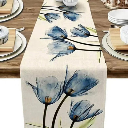 Magic shop 33X183cm / blue Tulip Linen Table Runner