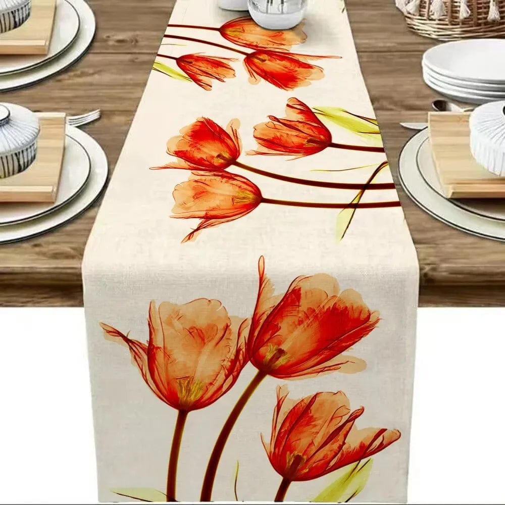 Magic shop 33X183cm / orange Tulip Linen Table Runner