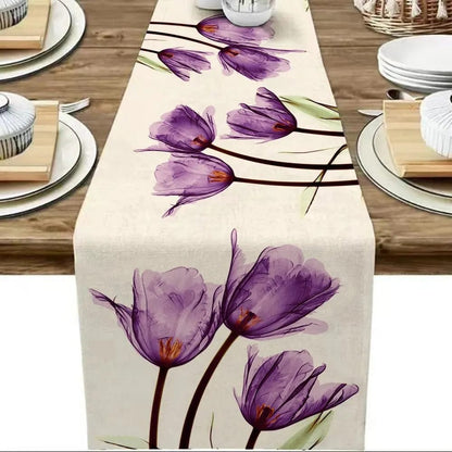 Magic shop 33X183cm / purple Tulip Linen Table Runner