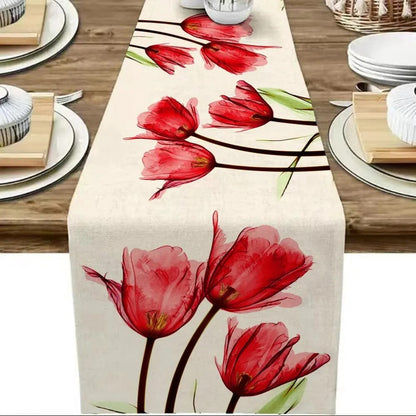 Magic shop 33X183cm / red Tulip Linen Table Runner