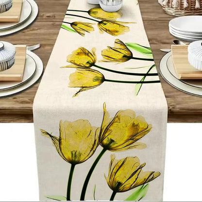 Magic shop 33X183cm / yellow Tulip Linen Table Runner