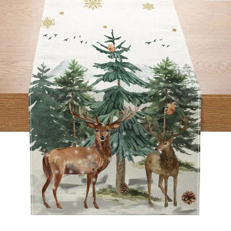 Magic shop 4 / 183x33cm Linen Christmas Table Runner – Navidad Noel Holiday Décor 2025