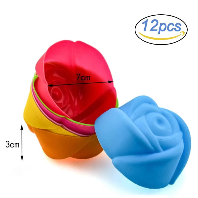 Magic shop accessori cucina Flowers 12pcs/lot Silicone Cake Mold