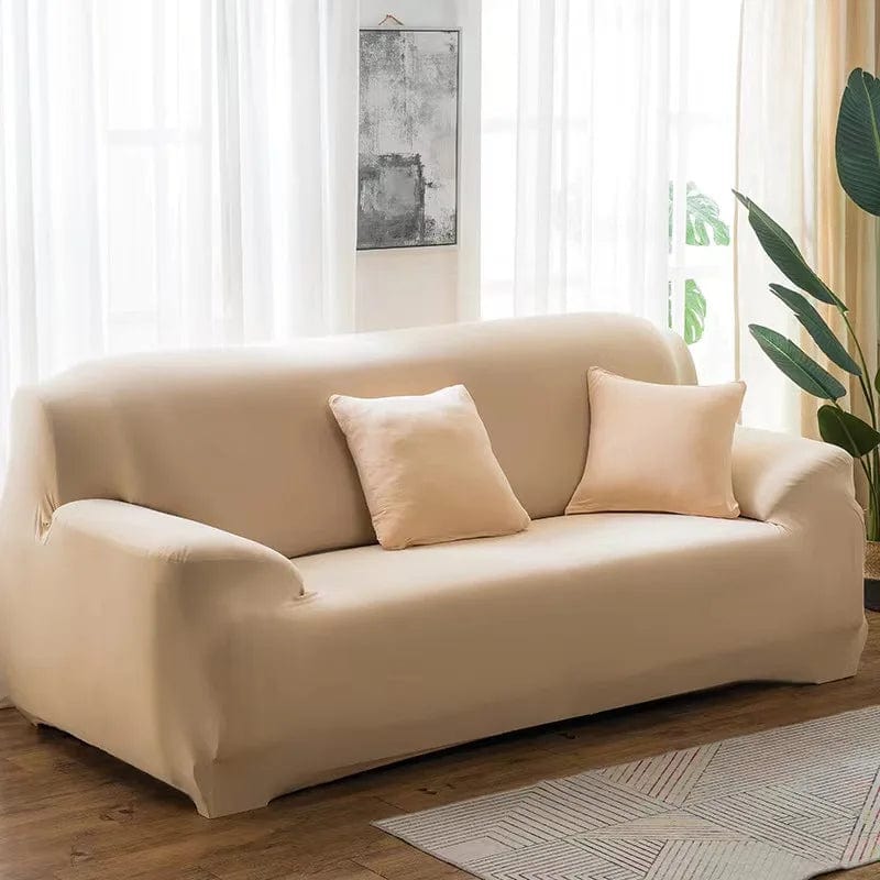 Magic shop Beige / 3-seat 195-230cm Elastic Anti-Slip Solid Sofa Cover