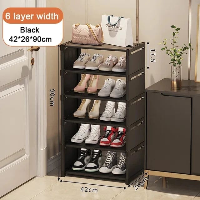 Magic shop Black-6-layer-width Shoe Rack Storage Organizer