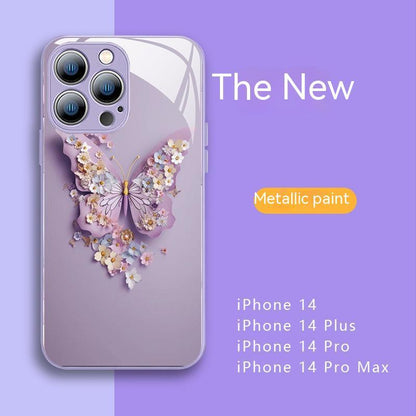 Magic shop cover per cellulare Light Purple / Apple 11 Flat 3D Butterfly Pattern Glass IPhone Cover