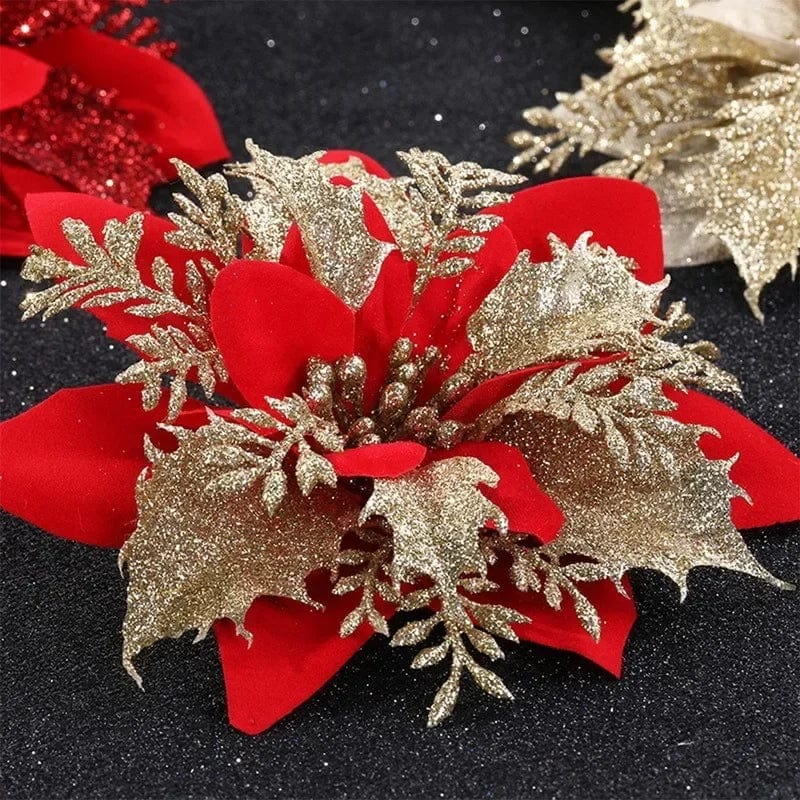 Magic shop Glitter Christmas Flowers for Tree 14cm - 2024  Christmas Decorations