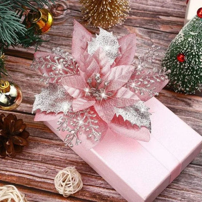 Magic shop Glitter Christmas Flowers for Tree 14cm - 2024  Christmas Decorations