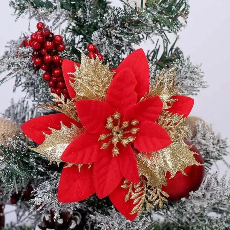 Magic shop Glitter Christmas Flowers for Tree 14cm - 2024  Christmas Decorations