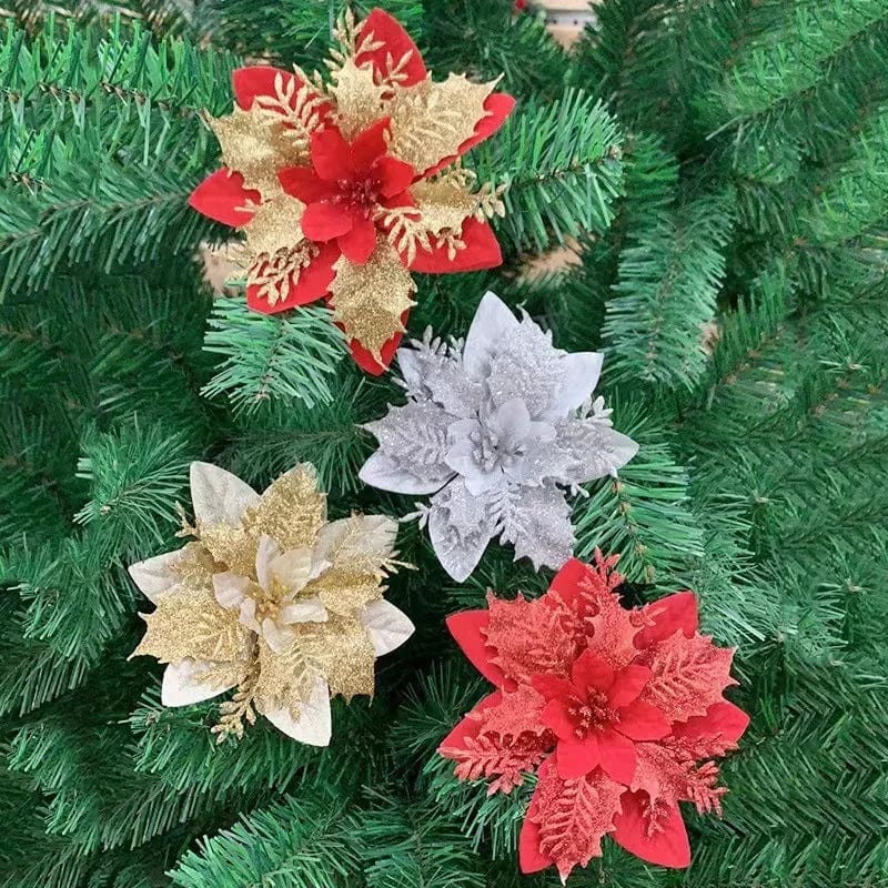 Magic shop Glitter Christmas Flowers for Tree 14cm - 2024  Christmas Decorations