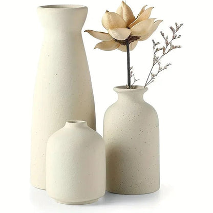 Magic shop Light Beige 3PCS Set Of 3 Modern Ceramic Vases