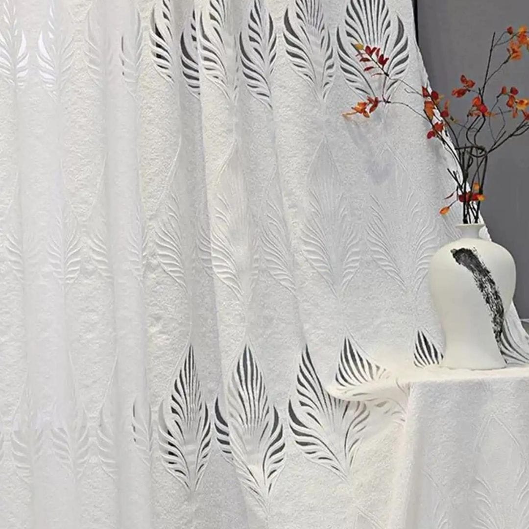 Magic shop Luxury White Grey Embroidered European Style Curtains