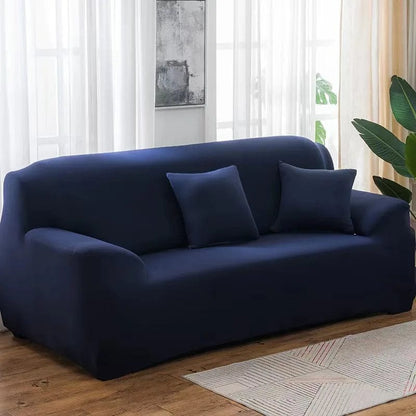 Magic shop Navy Blue / 3-seat 195-230cm Elastic Anti-Slip Solid Sofa Cover