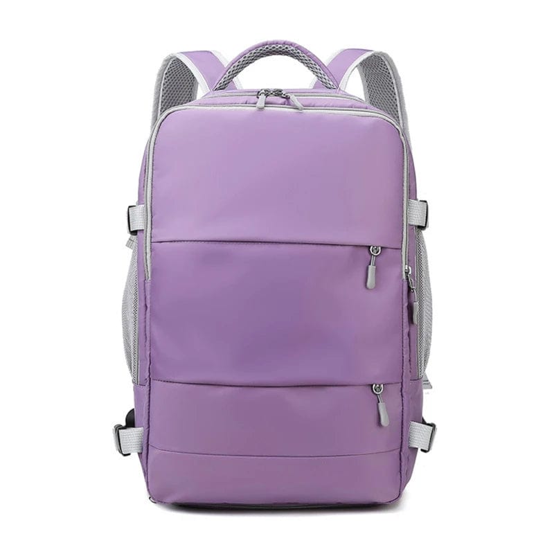 Magic shop Purple Waterproof Travel Backpack with Luggage Strap & USB Charging Port