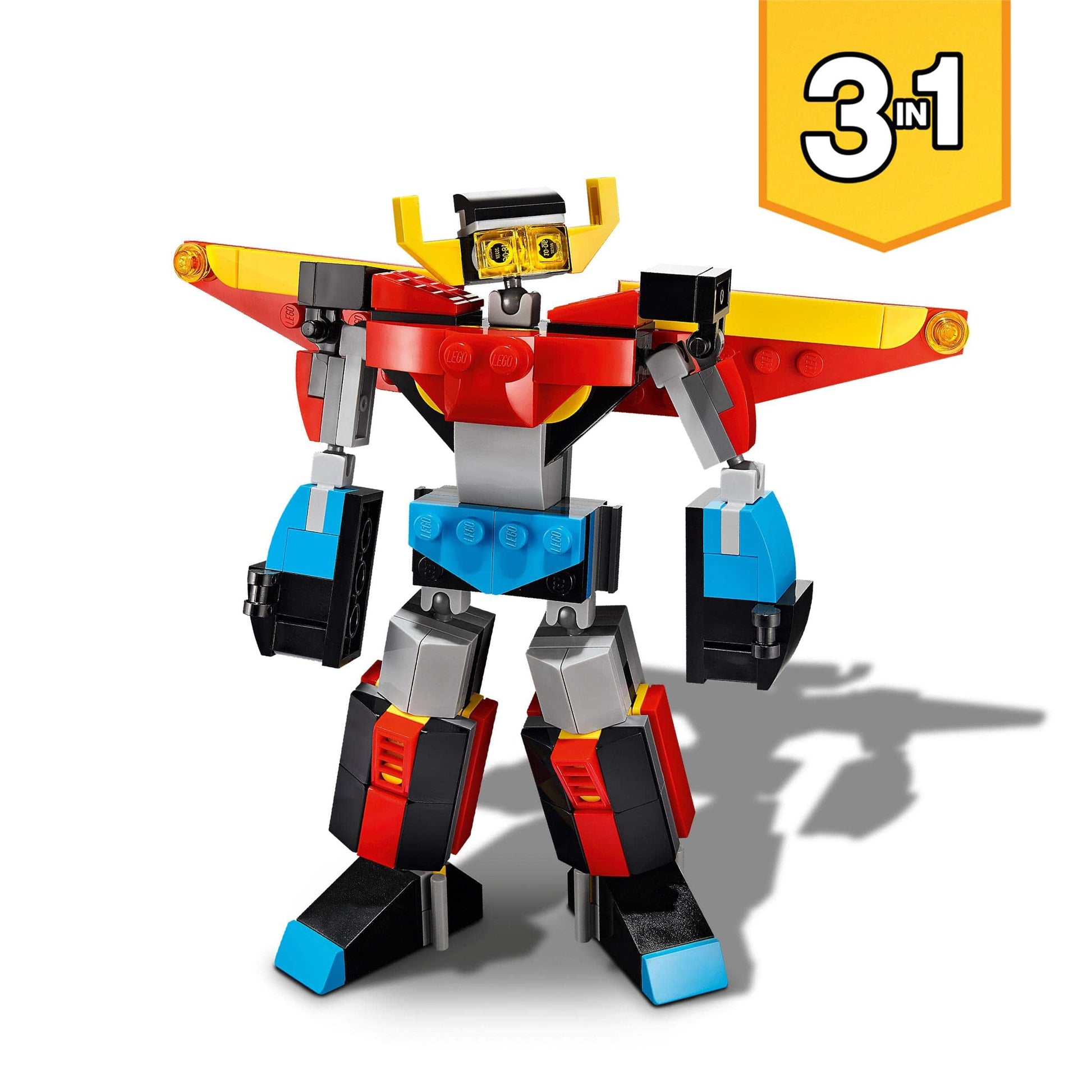 Magic shop Singolo LEGO Creator 3 in 1 Super Robot, Set di Costruzioni in Mattoncini, Aereo e Drago Giocattolo per Bambina e Bambino dai 6 Anni in su, con Parti Regolabili 31124