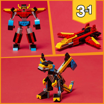 Magic shop Singolo LEGO Creator 3 in 1 Super Robot, Set di Costruzioni in Mattoncini, Aereo e Drago Giocattolo per Bambina e Bambino dai 6 Anni in su, con Parti Regolabili 31124