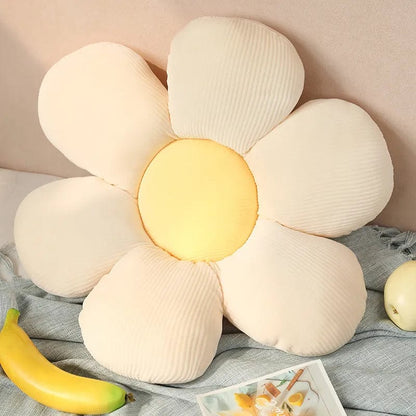 Magic shop White -yellow / about 40-45cm Six Petal Flower Cushion