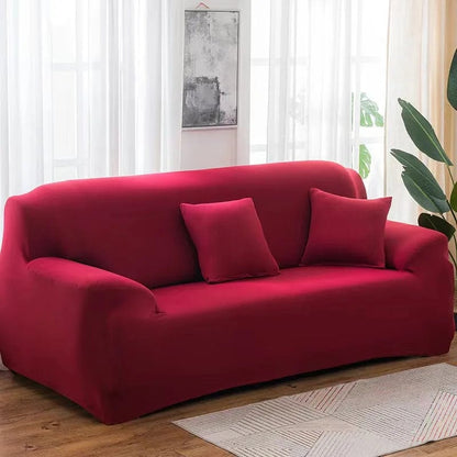 Magic shop Wine red / 3-seat 195-230cm Elastic Anti-Slip Solid Sofa Cover